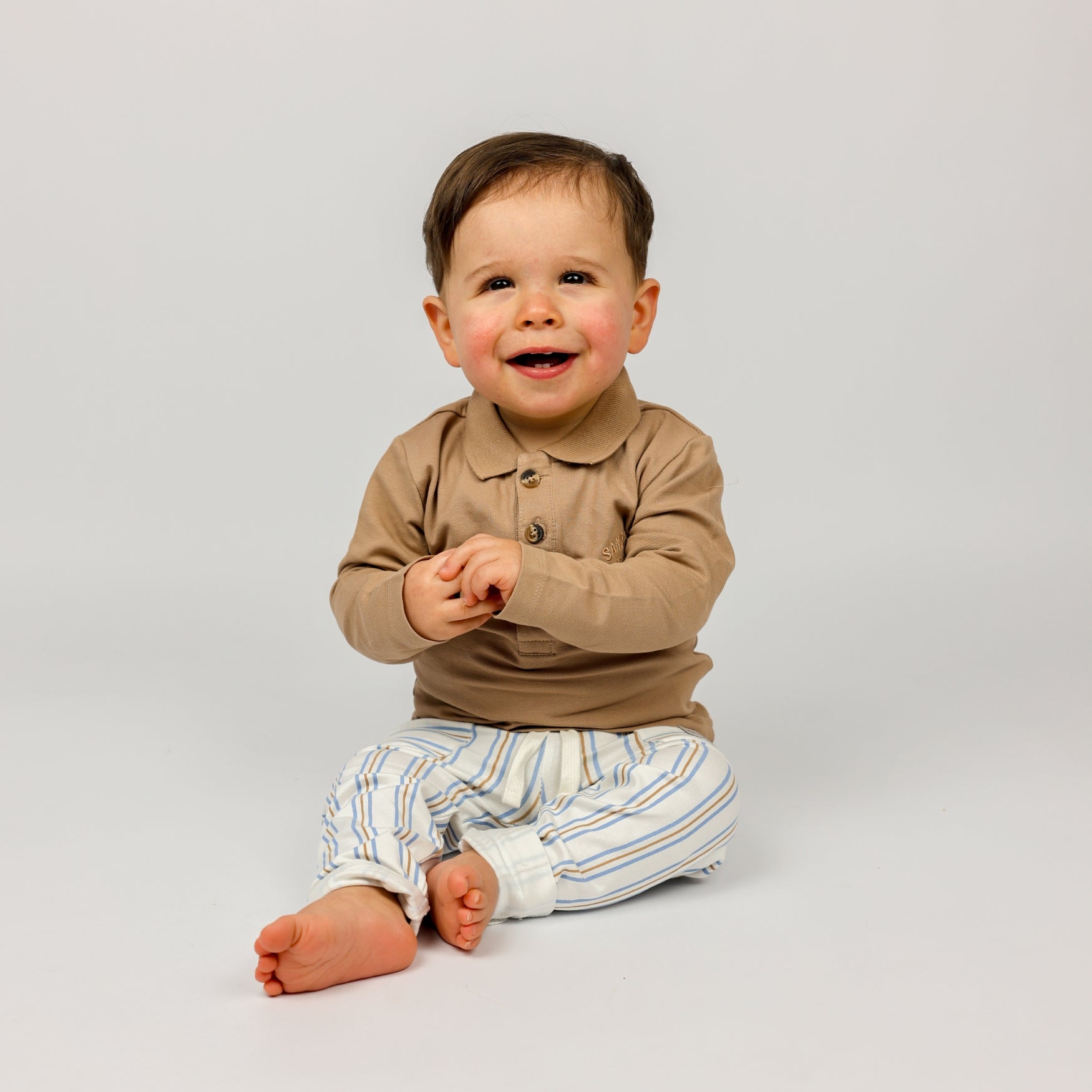 Bedrukte gestreepte broek | White Alyssum