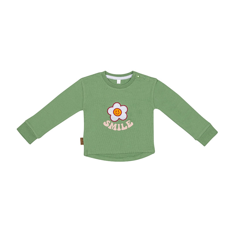 Flower Power Sweater Smile | Groen