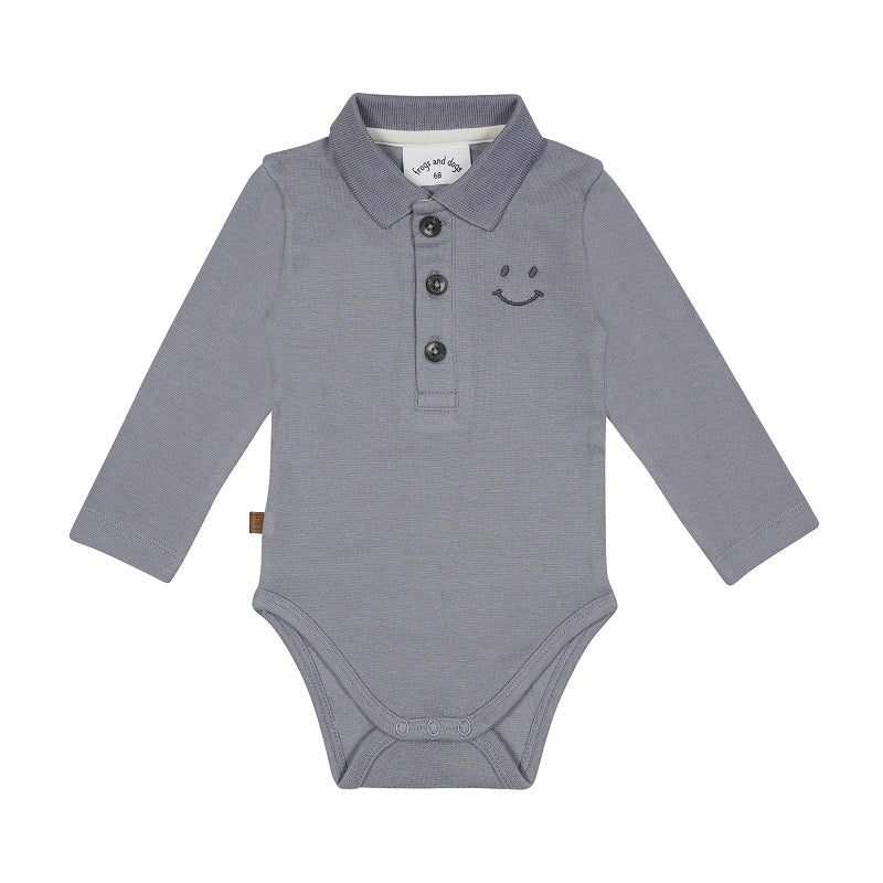 Smile Polo Romper Baby | Grijs