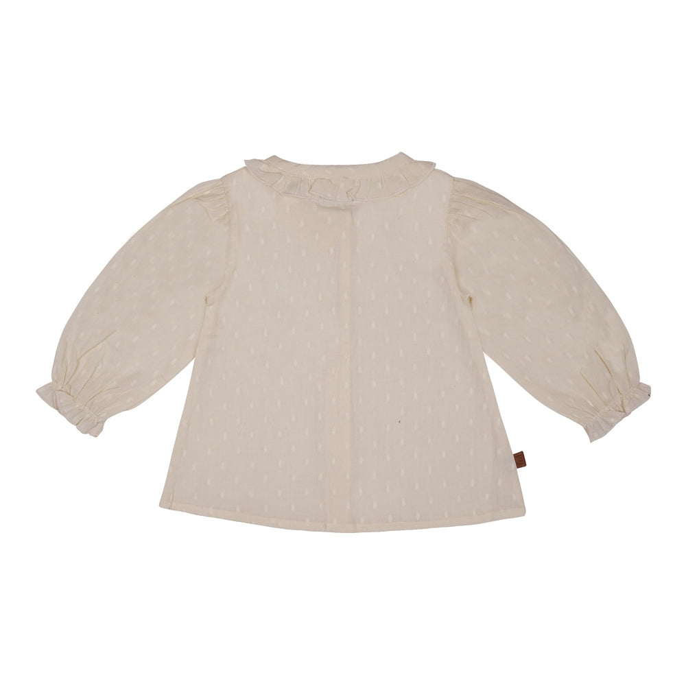 Geweven stippen blouse | Beige