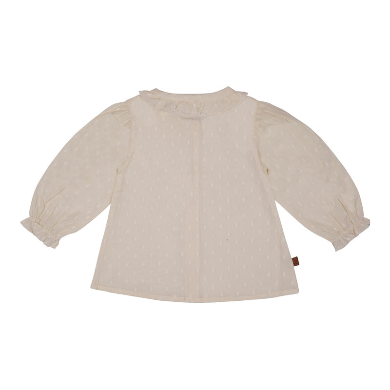 Geweven stippen blouse | Beige