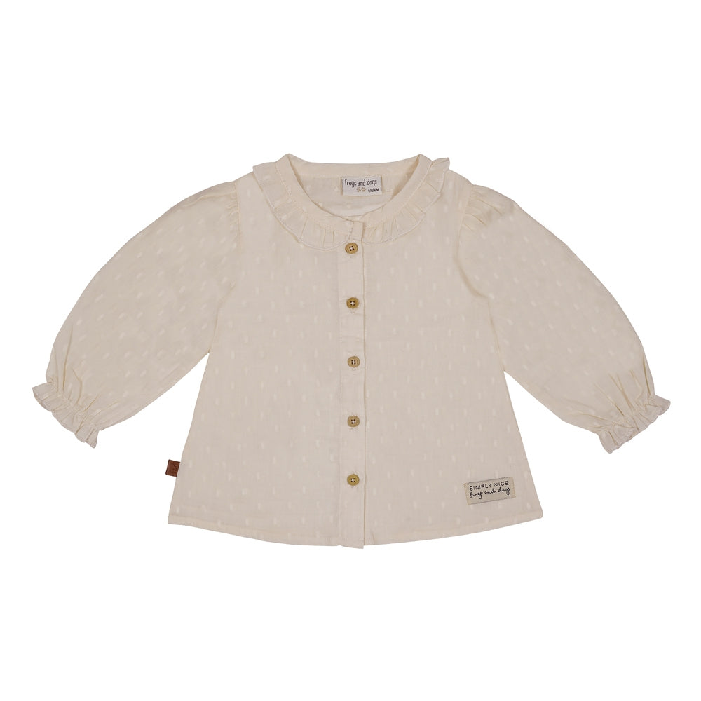 Geweven stippen blouse | Beige