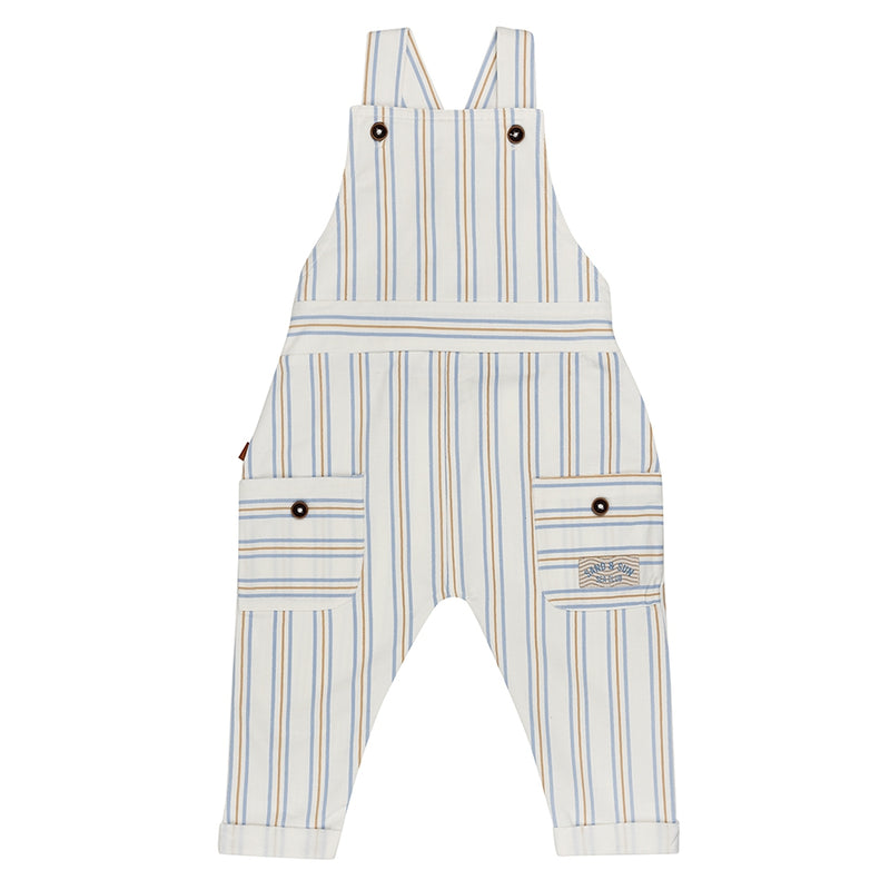 Printed Striped Dungaree Baby | White Alyssum