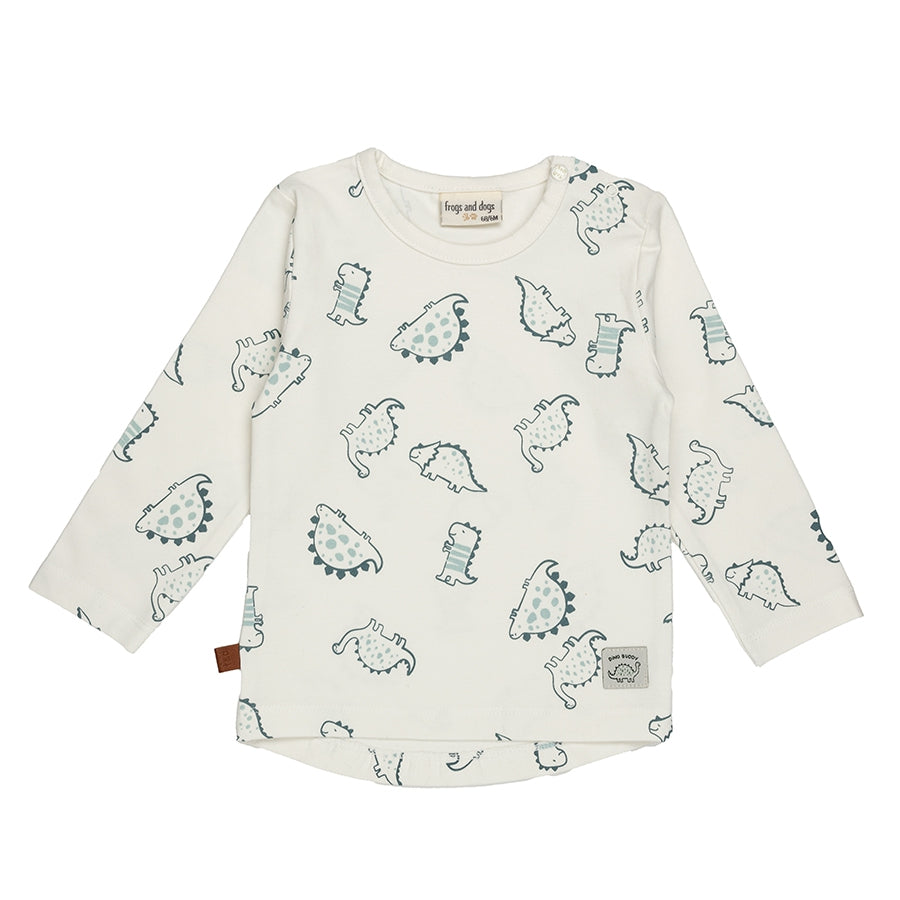 Dino AOP T-Shirt LS Kids | White Alyssum