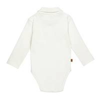 Polo Romper 1x1 Rib Baby | White Alyssum