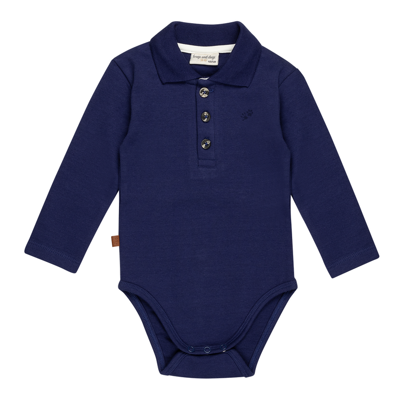 Polo Romper 1x1 Rib Baby | Patriot Blue