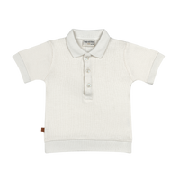 Waffle Polo Kids | White Alyssum