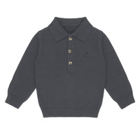 Flat Knit Polo | Dark Gull Gray