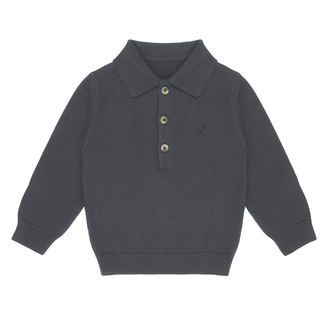 Flat Knit Polo | Dark Gull Gray