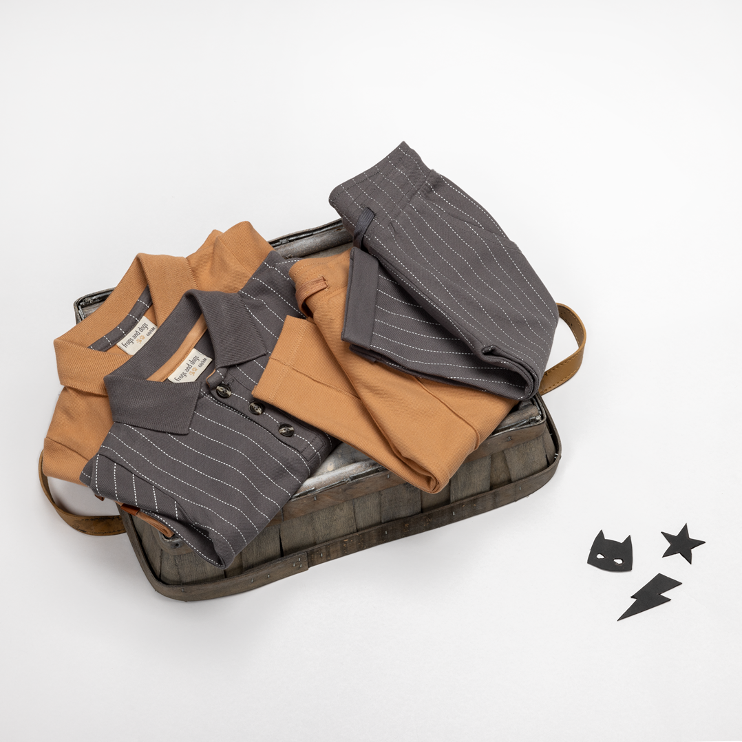 Little Hero Baby Polo Striped | Smoked Pearl