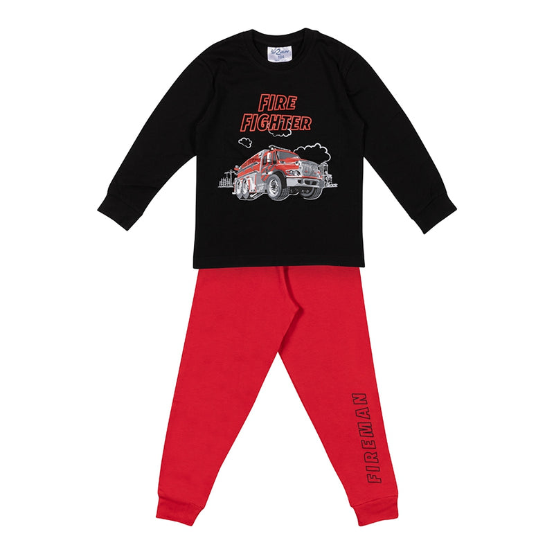 Pyjama Teen Fire Fighter | Black