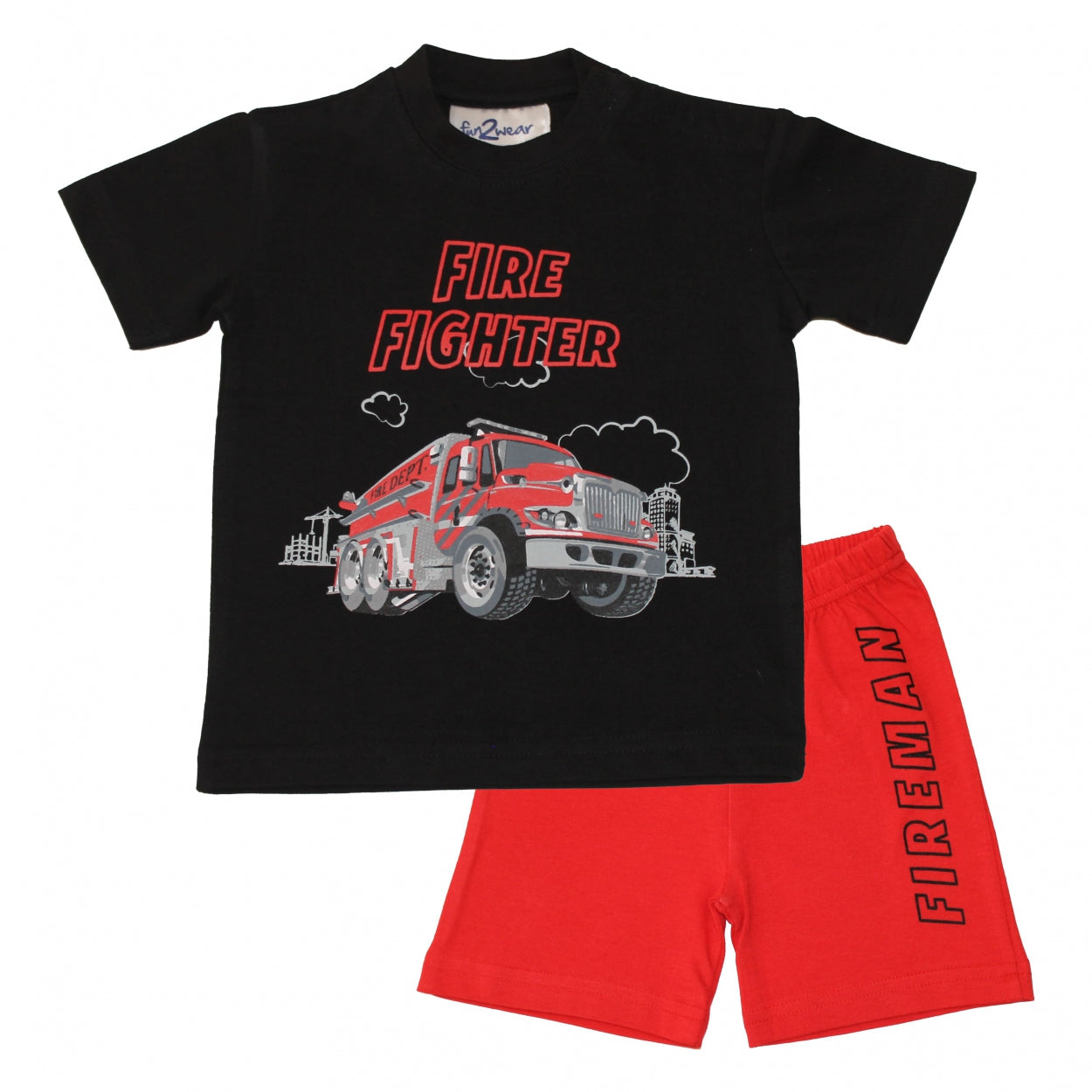 Fire Fighter Shortama Kids | Black