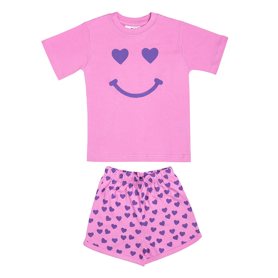 Smiley Shortama Kids | Fuchsia