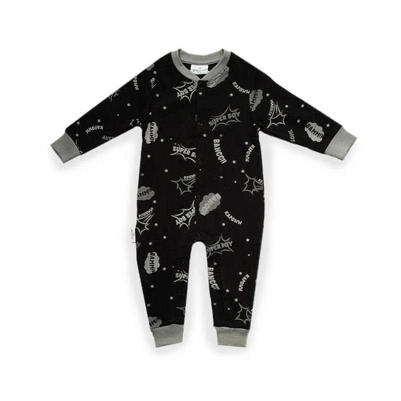 Super Boy F&D Onesie Kids | Black