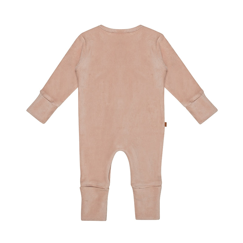 F&amp;D Velours Baby Onesie | Sepia Roos