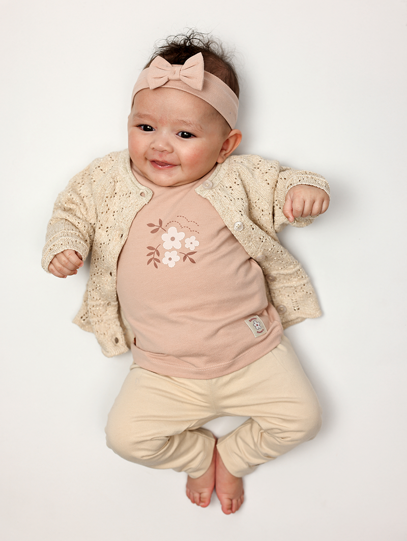 Cardigan Lurex Gold Baby | Sheer Pink