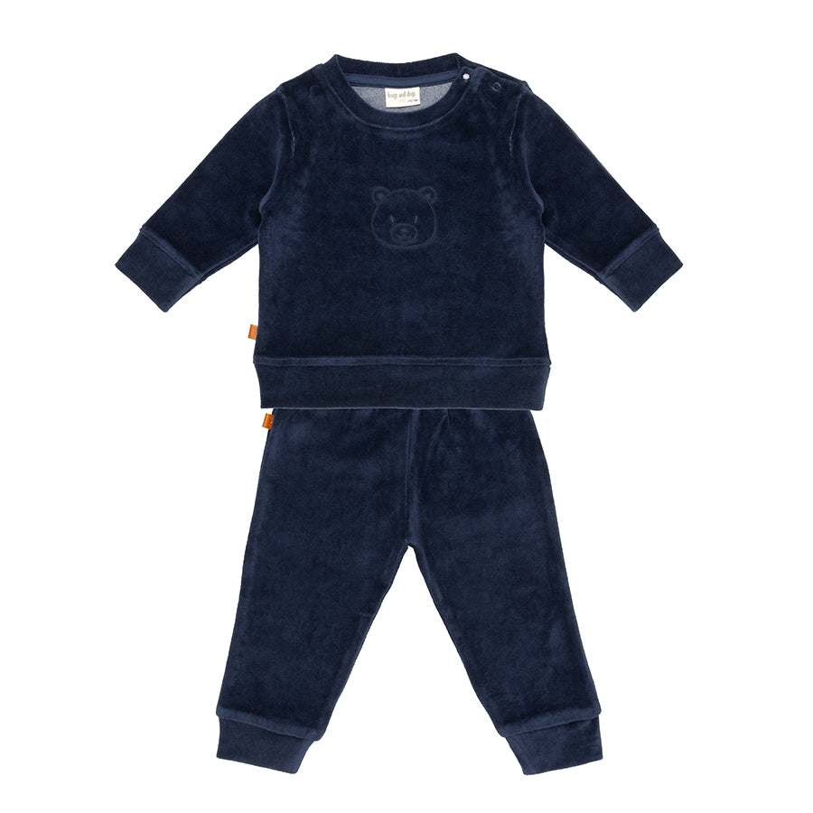 F&amp;D Velours Baby Pyjama | Patriot Blauw