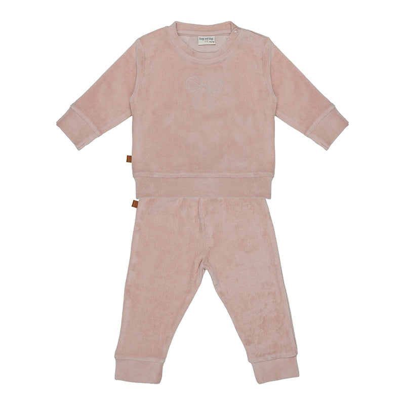 F&amp;D Velour Baby Pyjama | Sepia Roze
