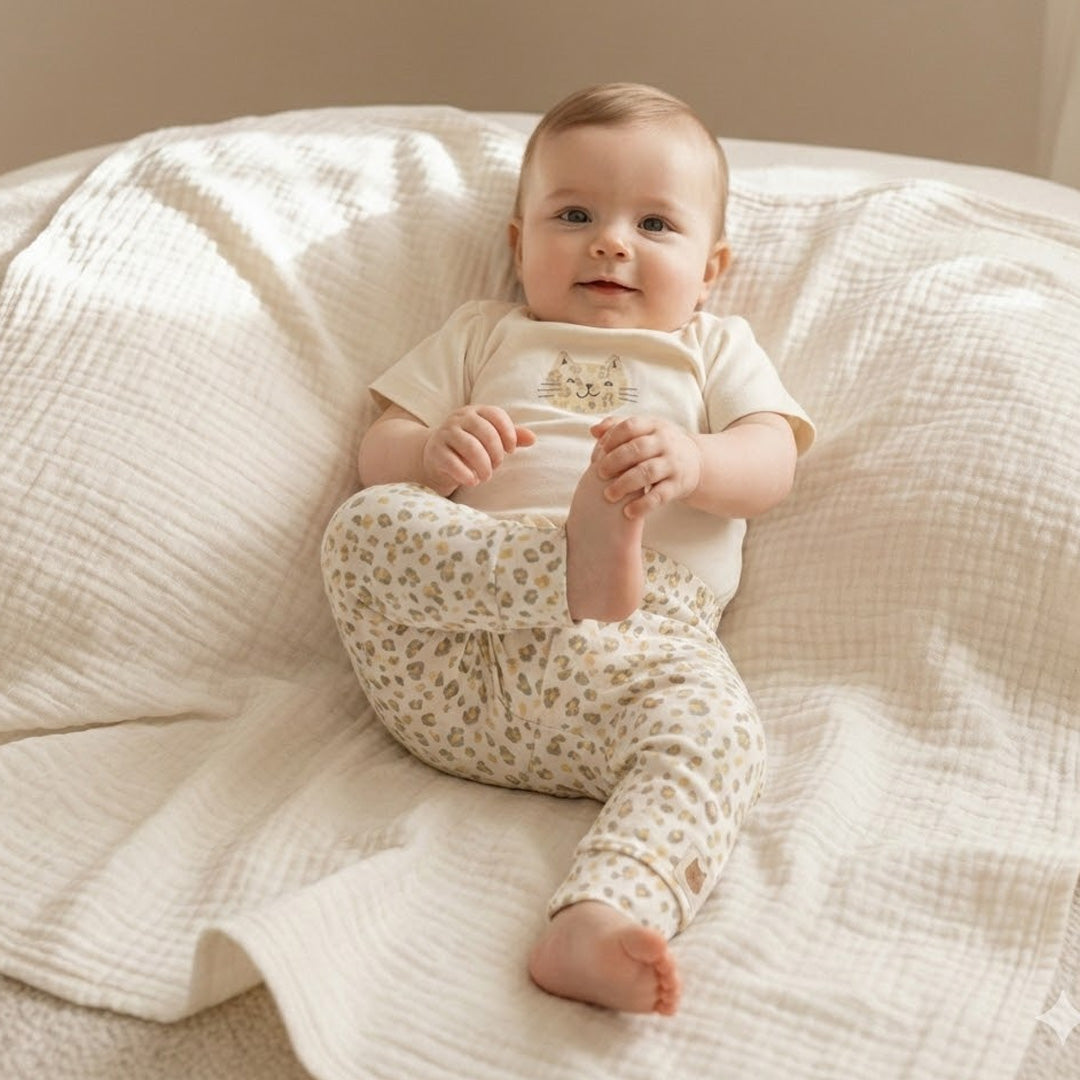 T-Shirt Leo Cat Baby | Pearled Ivory