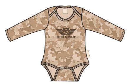 Romper AOP Cameo Mini Missie LS | Cameo Beige