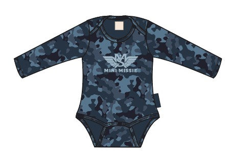 Romper AOP Cameo Navy Mini Missie LS | Cameo Navy